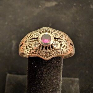 Women's Vintage Sterling Silver Amethyst Sapphire Southwest Ring Size 8